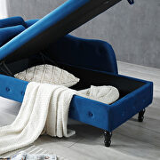 Blue velvet buttons tufted nailhead trimmed storage chaise by La Spezia additional picture 3