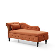 Orange velvet buttons tufted nailhead trimmed storage chaise by La Spezia additional picture 3