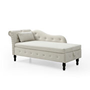 Beige velvet buttons tufted nailhead trimmed storage chaise by La Spezia additional picture 2
