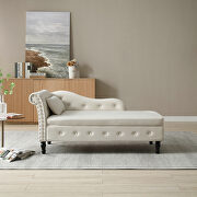 Beige velvet buttons tufted nailhead trimmed storage chaise by La Spezia additional picture 3