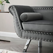 Gray velvet accent loveseat with nailhead trimming rolled arms by La Spezia additional picture 2