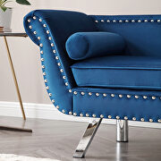 Blue velvet accent loveseat with nailhead trimming rolled arms by La Spezia additional picture 2