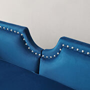 Blue velvet accent loveseat with nailhead trimming rolled arms by La Spezia additional picture 3