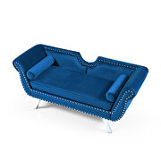 Blue velvet accent loveseat with nailhead trimming rolled arms by La Spezia additional picture 4