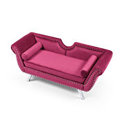 Burgundy velvet accent loveseat with nailhead trimming rolled arms by La Spezia additional picture 2