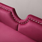 Burgundy velvet accent loveseat with nailhead trimming rolled arms by La Spezia additional picture 3
