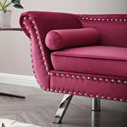Burgundy velvet accent loveseat with nailhead trimming rolled arms by La Spezia additional picture 4