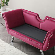 Burgundy velvet accent loveseat with nailhead trimming rolled arms by La Spezia additional picture 5