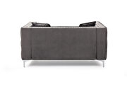 Gray velvet sofa with jeweled buttons square arm by La Spezia additional picture 2