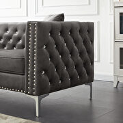 Gray velvet sofa with jeweled buttons square arm by La Spezia additional picture 11