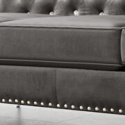 Gray velvet sofa with jeweled buttons square arm by La Spezia additional picture 3