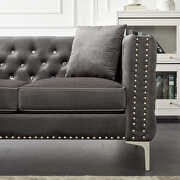 Gray velvet sofa with jeweled buttons square arm by La Spezia additional picture 9