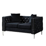 Black velvet sofa with jeweled buttons square arm by La Spezia additional picture 5