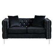 Black velvet sofa with jeweled buttons square arm by La Spezia additional picture 6