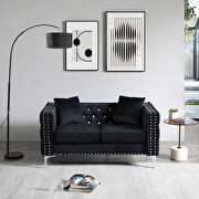 Black velvet sofa with jeweled buttons square arm by La Spezia additional picture 7