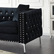 Black velvet sofa with jeweled buttons square arm by La Spezia additional picture 8