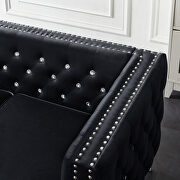 Black velvet sofa with jeweled buttons square arm by La Spezia additional picture 10