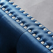 Wide blue velvet sofa with jeweled buttons square arm by La Spezia additional picture 12