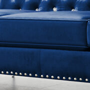 Wide blue velvet sofa with jeweled buttons square arm by La Spezia additional picture 8
