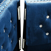 Wide blue velvet sofa with jeweled buttons square arm by La Spezia additional picture 10