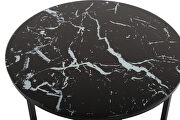 Cross legs coffee table with metal base glass top in black marble color printed by La Spezia additional picture 2