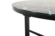Cross legs coffee table with metal base glass top in black marble color printed by La Spezia additional picture 3