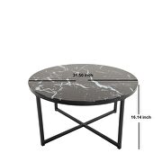 Cross legs coffee table with metal base glass top in black marble color printed by La Spezia additional picture 5