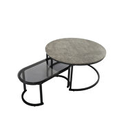 Modern glass2pc nesting table set in gray and black by La Spezia additional picture 5