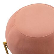 Pink velvet drum-shaped wide ottoman with gold metal legs by La Spezia additional picture 3