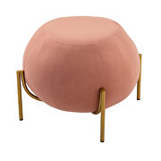 Pink velvet drum-shaped wide ottoman with gold metal legs by La Spezia additional picture 4
