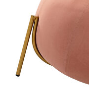 Pink velvet drum-shaped wide ottoman with gold metal legs by La Spezia additional picture 6