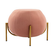 Pink velvet drum-shaped wide ottoman with gold metal legs by La Spezia additional picture 8