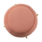 Pink velvet drum-shaped wide ottoman with gold metal legs by La Spezia additional picture 9