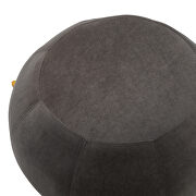 Gray velvet drum-shaped wide ottoman with gold metal legs by La Spezia additional picture 2