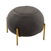 Gray velvet drum-shaped wide ottoman with gold metal legs by La Spezia additional picture 5