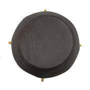 Gray velvet drum-shaped wide ottoman with gold metal legs by La Spezia additional picture 6
