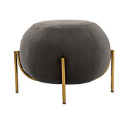 Gray velvet drum-shaped wide ottoman with gold metal legs by La Spezia additional picture 7