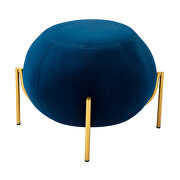 Navy velvet drum-shaped wide ottoman with gold metal legs by La Spezia additional picture 2