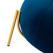 Navy velvet drum-shaped wide ottoman with gold metal legs by La Spezia additional picture 3