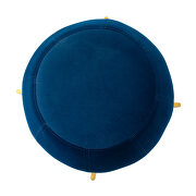 Navy velvet drum-shaped wide ottoman with gold metal legs by La Spezia additional picture 4