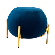 Navy velvet drum-shaped wide ottoman with gold metal legs by La Spezia additional picture 7