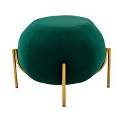 Green velvet drum-shaped wide ottoman with gold metal legs by La Spezia additional picture 2