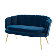 Navy soft velvet channel-tufted loveseat by La Spezia additional picture 2