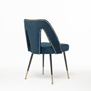 Modern blue velvet upholstered dining chair with nailheads and black metal legs, set of 2 by La Spezia additional picture 11