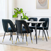 Modern black velvet upholstered dining chair with nailheads and black metal legs, set of 2 by La Spezia additional picture 2