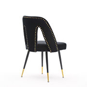 Modern black velvet upholstered dining chair with nailheads and black metal legs, set of 2 by La Spezia additional picture 7