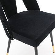 Modern black velvet upholstered dining chair with nailheads and black metal legs, set of 2 by La Spezia additional picture 9