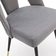 Modern gray velvet upholstered dining chair with nailheads and black metal legs, set of 2 by La Spezia additional picture 6