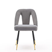 Modern gray velvet upholstered dining chair with nailheads and black metal legs, set of 2 by La Spezia additional picture 10