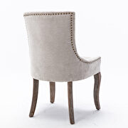 Beige fabric dining chairs with neutrally toned solid wood legs bronze nailhead, set of 2 by La Spezia additional picture 12